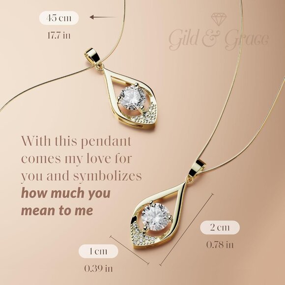 Moissanite Sterling Silver Gold Necklace 1 Ct Teardrop for Women Gift - Picture 3 of 6